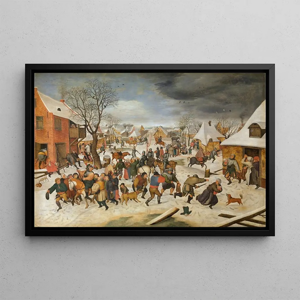 The Massacre of the Innocents at Bethlehem - Pieter Brueghel the Younger — framed artwork on a wall