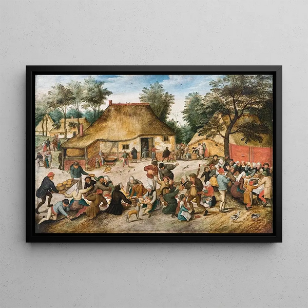 The Peasant Wedding - Pieter Brueghel the Younger — framed artwork on a wall