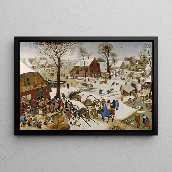 The Census at Bethlehem - Pieter Brueghel the Younger — framed artwork on a wall