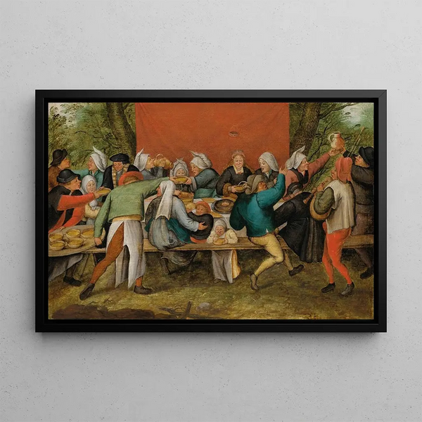 The Wedding Feast - Pieter Brueghel the Younger — framed artwork on a wall