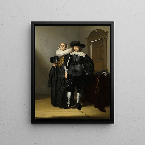 Portrait of a Married Couple - Pieter Codde — framed artwork on a wall