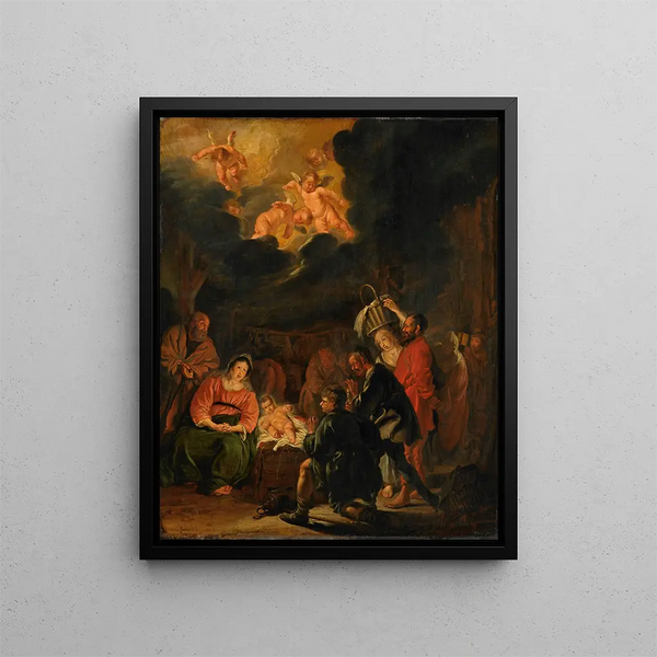 L'Adoration des bergers - Pieter Codde — framed artwork on a wall