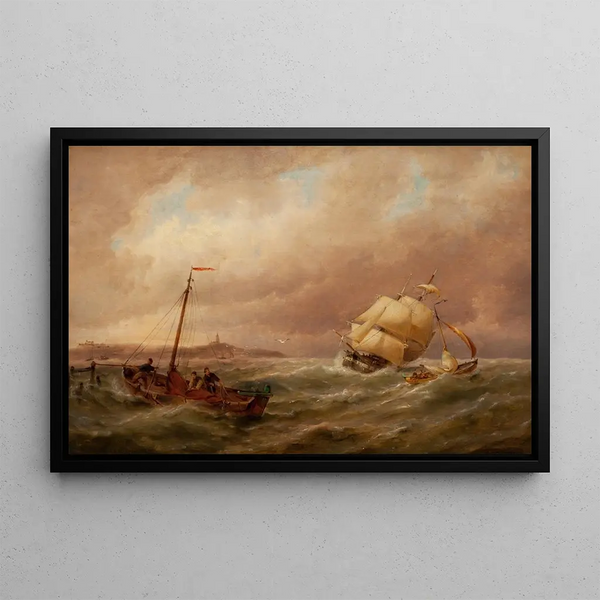Ships in the Port - Pieter Cornelis Dommersen — framed artwork on a wall