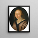Portrait of a lady bust wearing pearl earrings and a necklace - Pieter Cornelisz van Slingelandt — framed artwork on a wall