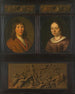 Portrait painting of a man and a woman framed by two miniatures of ornamental friezes with shell motifs and a Triumph of Amphitrite - Pieter Cornelisz van Slingelandt — artwork view