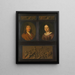 Portrait painting of a man and a woman framed by two miniatures of ornamental friezes with shell motifs and a Triumph of Amphitrite - Pieter Cornelisz van Slingelandt — framed artwork on a wall