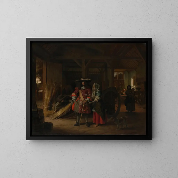 Payer la maîtresse de maison - Pieter de Hooch — framed artwork on a wall