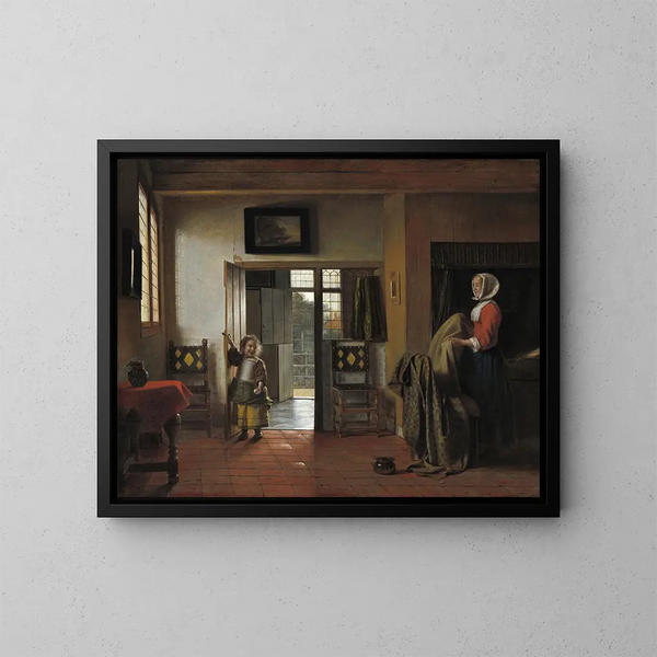 The Bedroom - Pieter de Hooch — framed artwork on a wall