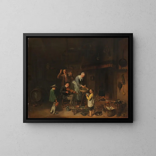 Family of Peasants Singing - Pieter Duyfhuysen — framed artwork on a wall