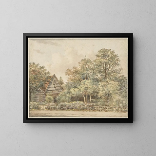 House in a wooded environment - Pieter Ernst Hendrik Praetorius — framed artwork on a wall