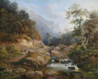 a mountainous river landscape with figures - Pieter Francis Peters — artwork view