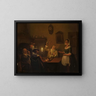 Playing checkers - Pieter Gerardus Sjamaar — framed artwork on a wall