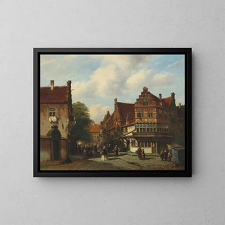a Dutch street scene - Pieter Gerardus Vertin — framed artwork on a wall