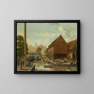 The shipyard DHollandsche Tuin on Bickers Eiland in Amsterdam - Pieter Godfried Bertichen — framed artwork on a wall