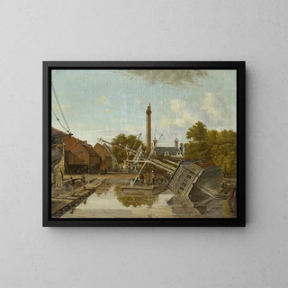 The shipyard of Saint-Jacques Bickers Eiland Amsterdam - Pieter Godfried Bertichen — framed artwork on a wall