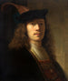 Portrait of a man with a feathered bonnet - Pieter Hermansz Verelst — artwork view