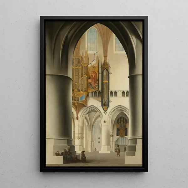 Interior painting of the Saint Bavo Church in Haarlem - Pieter Jansz Saenredam — framed artwork on a wall