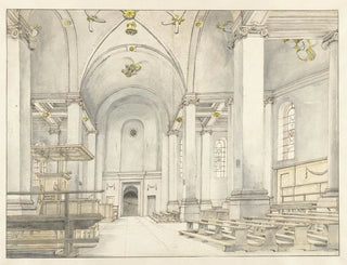 View of the nave of the Nieuwe Kerk in Haarlem looking west - Pieter Jansz Saenredam — artwork view