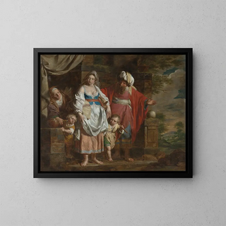 Abraham Chasing Agar and Ishmael - Pieter Jozef Verhaghen — framed artwork on a wall