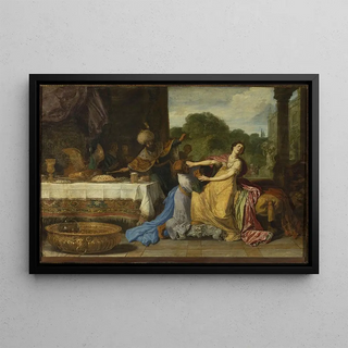 Haman imploring Esther's mercy Esther 767 - Pieter Lastman — framed artwork on a wall