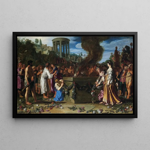 Oreste et Pylade disputant à l'autel - Pieter Lastman — framed artwork on a wall