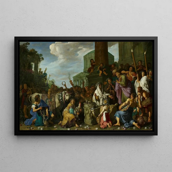 Paul and Barnabas at Lystra - Pieter Lastman — framed artwork on a wall