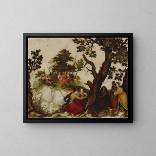The Parable of the Wise and Foolish Virgins - Pieter Lisaert — framed artwork on a wall