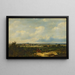 Extended landscape painting with a church in the distance - Pieter Lodewijk Francisco Kluyver — framed artwork on a wall