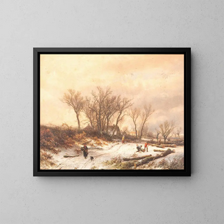 Winter Landscape Painting - Pieter Lodewijk Francisco Kluyver — framed artwork on a wall