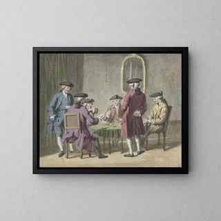 Men playing cards in an interior - Pieter Louw — framed artwork on a wall