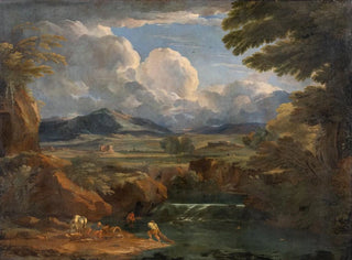 Italian landscape painting with river - Pieter Mulier the Elder — artwork view