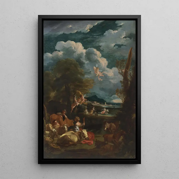 Landscape Painting with the Removal of Europe - Pieter Mulier the Younger — framed artwork on a wall