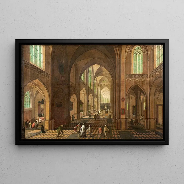 Interior Church Painting - Pieter Neeffs the Elder — framed artwork on a wall