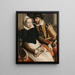 Man and woman at the spinning wheel - Pieter Pietersz. — framed artwork on a wall