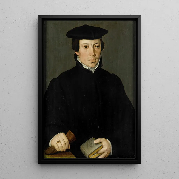 Portrait of a young minister - Pieter Pourbus — framed artwork on a wall