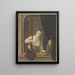 A cook washing dishes at the window - Pieter Recco — framed artwork on a wall