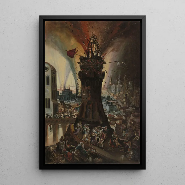 L'incendie de Troie - Pieter Schoubroeck — framed artwork on a wall