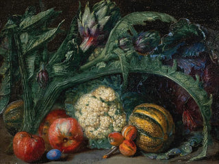 Artichokes, apples and melons on a ledge - Pieter Snyers — artwork view