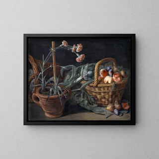 Fruit Basket and Carnations - Pieter Snyers — framed artwork on a wall