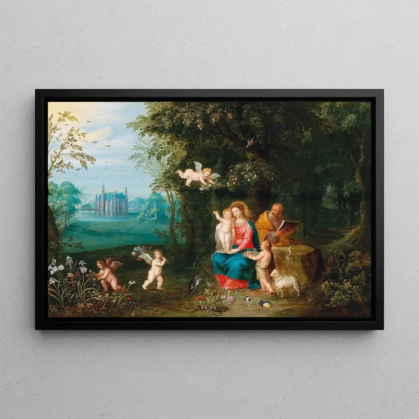 The Rest During the Flight into Egypt - Pieter van Avont — framed artwork on a wall