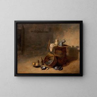 Composition aux cuivres et aux plats d'étain - Pieter van den Bosch — framed artwork on a wall