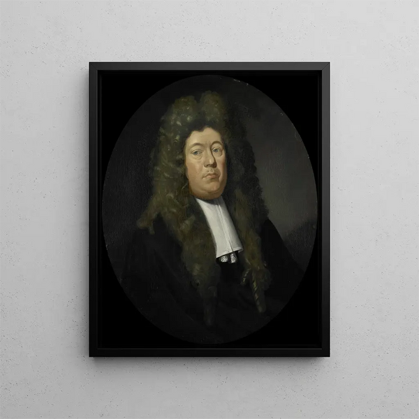 Portrait painting of Adriaen Paets, director of the Rotterdam Chamber of the Dutch East India Company, elected in 1668 - Pieter van der Werff — framed artwork on a wall
