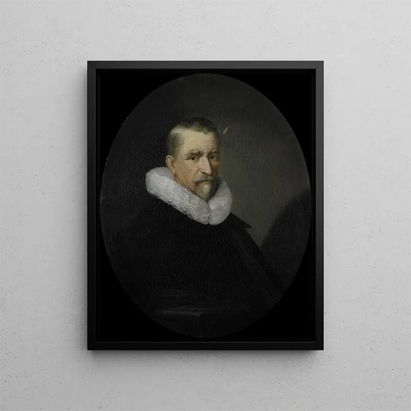 Portrait painting of Cornelis Jansz Hartigsvelt, director of the Rotterdam Chamber of the Dutch East India Company, elected in 1639 - Pieter van der Werff — framed artwork on a wall