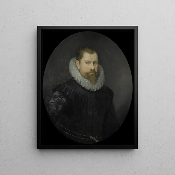 Portrait painting of Cornelis Matelieff the Younger, director of the Rotterdam Chamber of the Dutch East India Company, elected in 1602 - Pieter van der Werff — framed artwork on a wall