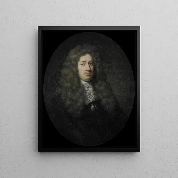 Portrait painting of Dominicus Rosmale, director of the Rotterdam Chamber of the Dutch East India Company, elected in 1677 - Pieter van der Werff — framed artwork on a wall