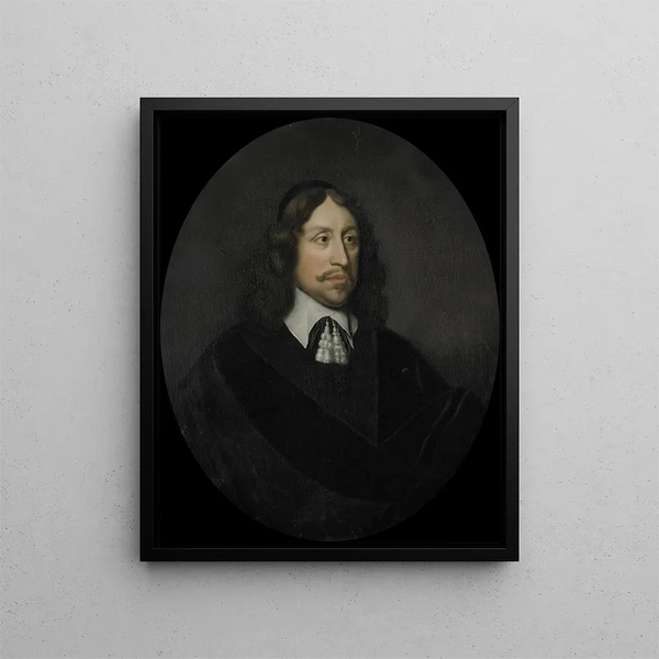 Portrait painting of Johan de Vries, director of the Rotterdam Chamber of Commerce of the Dutch East India Company, elected in 1667 - Pieter van der Werff — framed artwork on a wall