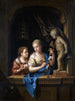 Two Girls with Flowers Near a Cupid Statue - Pieter van der Werff — artwork view
