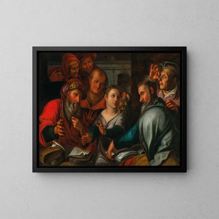 The Christ among the Doctors - Pieter Wtewael — framed artwork on a wall
