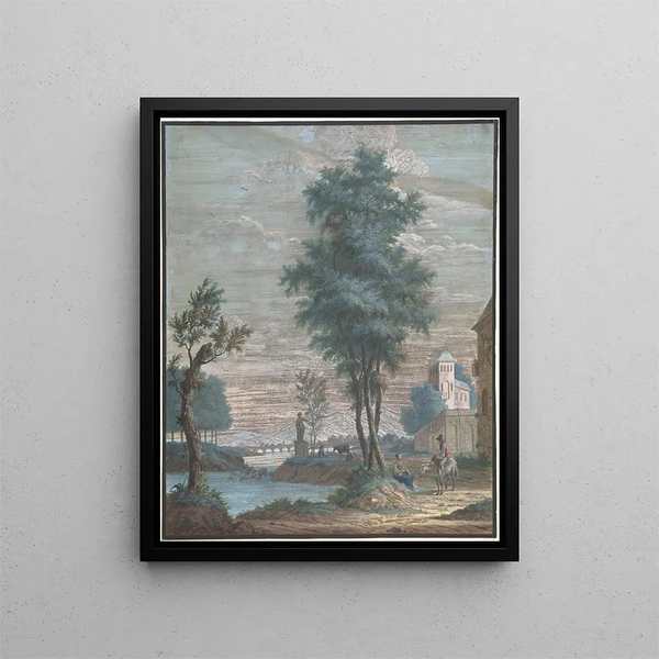 Italian landscape painting - Pieter de Groot — framed artwork on a wall
