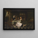 Interior bourgeois painting with four people - Circle of Pieter de Hooch — framed artwork on a wall